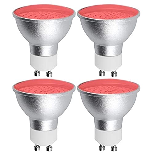 Bonlux Bombillas LED gu10 Rojo 5w, mr16 luz rojo no ajustable, ángulo de haz 120 °, halógeno 50w equivalente, para iluminación paisajística y decorativa (4 juegos)