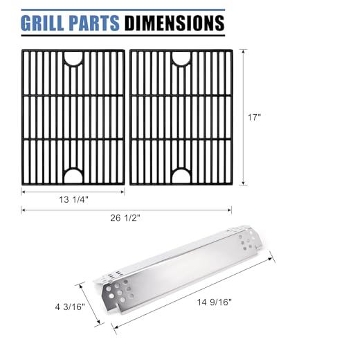 Adviace Replacement Parts for Nexgrill 720-0888S 720-0888N 720-0888, 5 Flame Tamers and Grill Grates for Nexgrill 720-0888N 720-0888 720-0888S 5 Burner Gas Grill Models