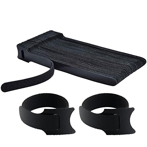 Klett Kabelbinder Kabel Klettband Kabelbinder Klettkabelbinder Schwarz Klettverschluss Band Wiederverschließbar 150x12mm 100 Stück Cover