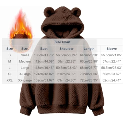 Women Fleece Hoodie Bear Double Fuzzy Sweatshirt Fleece Pullover Outwear - image 4