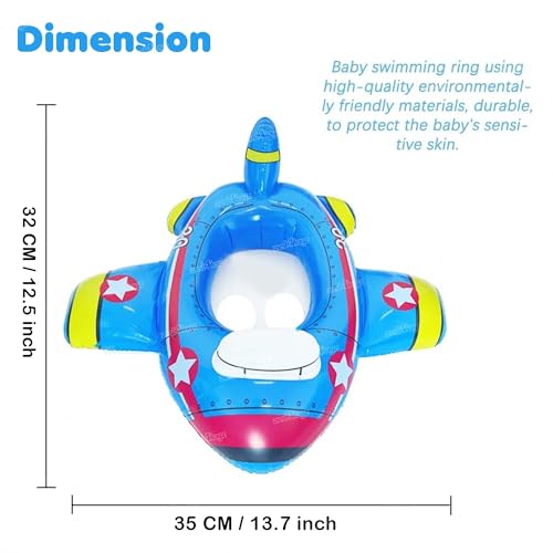 Image of Zest 4 Toyz Swimming Ring Swimming Tube for Kids Inflatable Tube for Swimming Pool Floaters for Kids Water Tube for Baby Swim Ring for 3+ Years Girls and Boys (Airplane Shaped) Blue