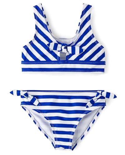 The Children's Place,Girls,2-Piece Bikini Swimsuit,Renew Blue Stripe,X-Small