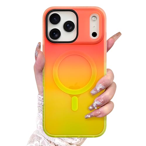AIGOMARA Cute Case for iPhone 17 Pro Max Case, Iridescent Orange & Yellow