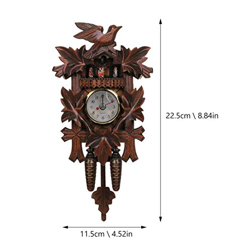 Veemoon Vintage Clock Cuckoo Wall Clock Swing Coo Coo Vintage Clock, Wooden Hanging Clock With Flying Bird& Maple Leaves For Home Office Wall Decoration/Without Battery Kuku Clock Retro Wood Clock #TOP3