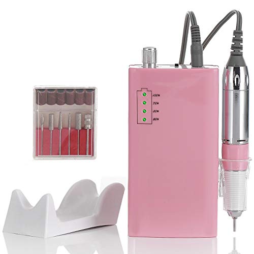 Miss Sweet Portable Nail Drill Machine Rechargeable Electric Nail File for Acrylic (Sweet Pink)