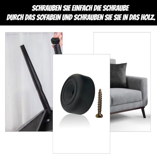 ZexJpr 16 Stück Füße Für Möbel, Möbel Zubehör, Möbelfüße Mit Schrauben, Schwarz, Durchmesser 3,3 cm Höhe 1,3 cm, Schrankfüsse Zum Erhöhen Und Ausgleichen Von Möbeln, Sofa Stabil