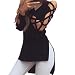 Women Tee Shirt,Neartime Casual Club Tops Sexy Shirts Hollow Sleeve Blouse (XXXXL, Black)