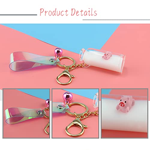 Baroti Cute Creative Kawaii Water Keychains Bracelet Milk Floating Animal Keychains Keyrings Boba Liquid Key Chains For Girls Women (Pink Pig) #TOP2