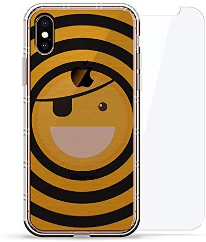 Emojis: Emoji with Eye Patch | Luxendary Air Series 360 Bundle: Clear Silicone Case with 3D Printed Design and Air-Pocket Cushion Bumper + Tempered Glass for iPhone Xs/X