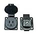 US Standard Waterproof Power Socket, 15A 125VAC Panel Mount Dust-Proof Industrial Electrical Power Outlet Receptacle,NEMA 5-15R Power Connector with Cover(1PCS)