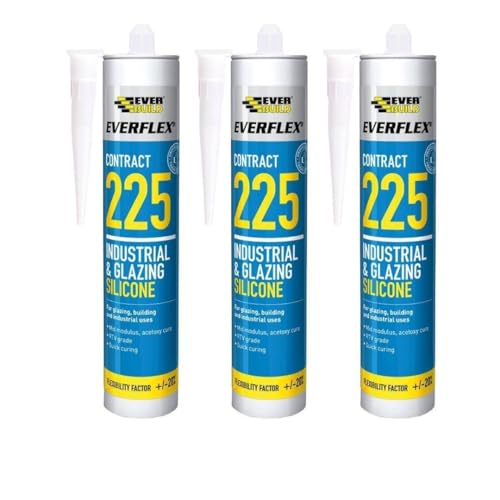 Image of Contract 225 Industrial & Glazing Silicone Sealant, Translucent Colour, 295ml, Pack of 3