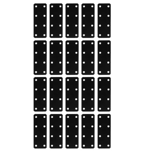 FRCOLOR 20pcs Thickened Flat Straight Brace Brackets, 38x100mm Black Iron Plates for Furniture Repair, Industrial Iron Fixing Braces Suitable for Shelves and Cabinets