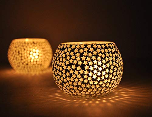 Tied Ribbons Mosaic Candle Holders Set Of 2 Centerpiece Table Decorations Wedding Candle Holder Mosaic Glass Tea Light Holder Votive Candle Holders Tealight Candle Holder Decorative Party Decor Gift #TOP1