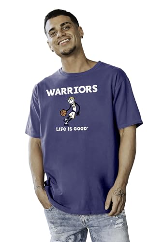 Golden State Warriors NBA Officially Licensed Life is Good T-Shirt Ringspun Basketball Jake Team Color, Large
