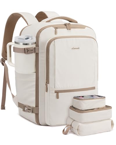 LOVEVOOK - LOVEVOOK Travel Backpack for Women & Men with Waist Belt, 60L Large Carry On Backpack Airline Personal Item Weekender Bag, Water Resistant Laptop Backpacks with 3 Packing Cubes for Travel Essentials