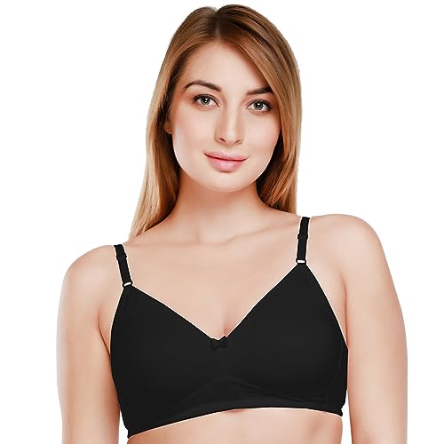 Image of DAISY DEE Women's Girls Cotton Non-Padded Wirefree Seamless Full Coverage Comfortfit Everyday Use T-Shirt Bra (Black & Skin Size-30B) - Pack of 2 - NDSZN