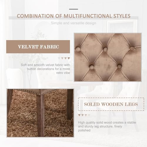 Velvet-Dining-Chairs-Set-of-6-Tufted-Dining-Room-Chairs-with-Nailhead-Ring-Pull-Trim-Upholstered-Dining-Chairs-with-Solid-Wood-Legs-for-Kitchen-Dining-Room-Khaki Velvet Dining Chairs Set of 6 Tufted Dining Room Chairs with Nailhead Ring Pull Trim Upholstered Dining Chairs with Solid Wood Legs for Kitchen Dining Room Khaki