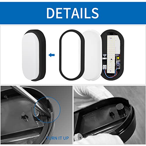 ANWIO 14W Outside Black Led Oval Bulkhead Light,Ip54 Waterproofled Porch Sconce Lighting - Image 4