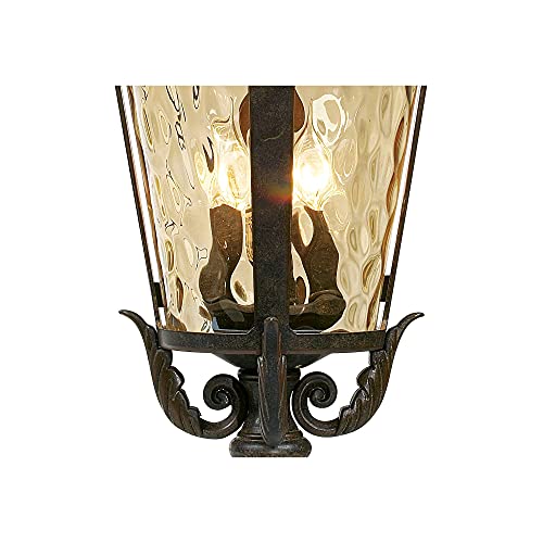 John Timberland Casa Marseille European Outdoor Ceiling Light Hanging Bronze Scroll 23 3/4" Hammered Glass Damp Rated For Exterior House Porch Patio Outside Deck Garage Front Door Home Roof #TOP6