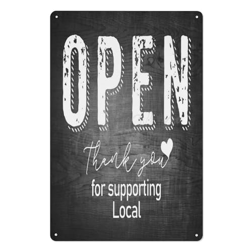 Open Closed Supporting Local Metal Tin Sign Plaque 12x16 Inch