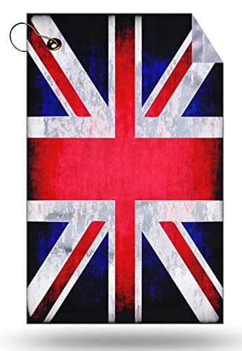 Moonlight4225 British Grunge Vintage Flag Microfiber Velour 11x18 Golf Bag Towel with Grommet and Clip