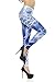 Women Leggings - Sunzel Women's Digital Print Ankle Length Footless Design Leggings Blue Lightning