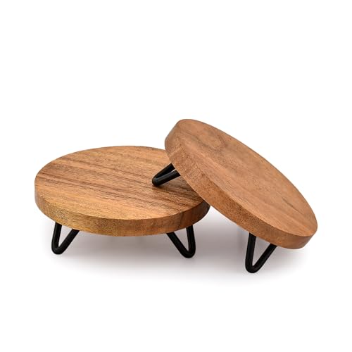 Indus Lifespace Alzate per espositori per vassoi per feste, alzate per dessert, per feste, sala da bar, soggiorno o giardino, set di 2 (10,16 cm x 10,16 cm x 3,81 cm)