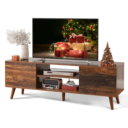 WLIVE Mid-Century Modern TV Stand for 55/60 Inch TV, Entertainment