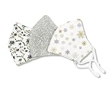 HOPE LOVE SHINE Soft Warm Reusable Face Mask Made with Winter Snowflake Pattern - Adjustable, Washable Cloth Mask - Adult Face Masks For Women and Men - 100% Cotton Mask