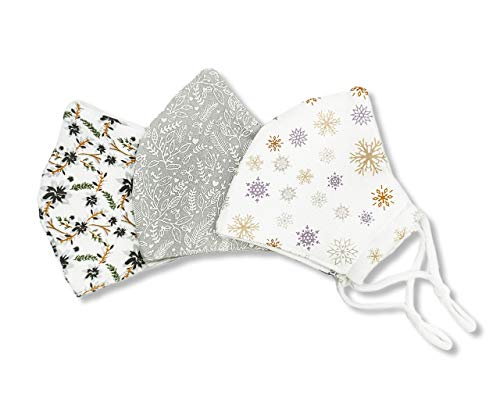Three Pack of Reusable Face Masks - Super Soft Face Mask Made with Breathable Cotton, Adjustable Mask, Washable Cloth Mask - Adult Face Masks For Women and Men - Fabric Mask, 100% Cotton Mask
