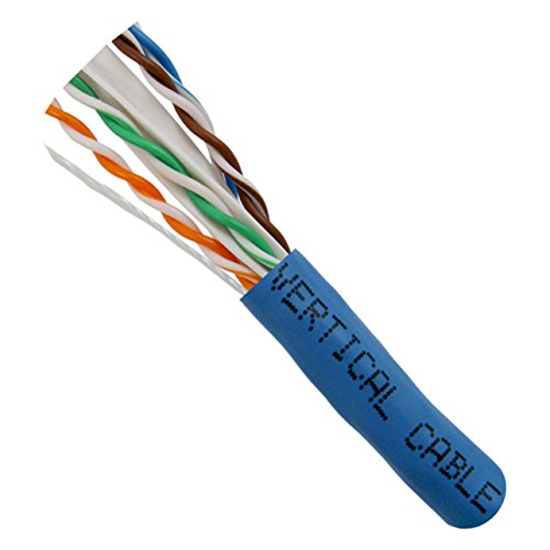 Vertical Cable Cat6A 10G, Utp, 23Awg, Solid Bare Copper, Pvc, 1000Ft Bulk Ethernet Cable, Blue #TOP1