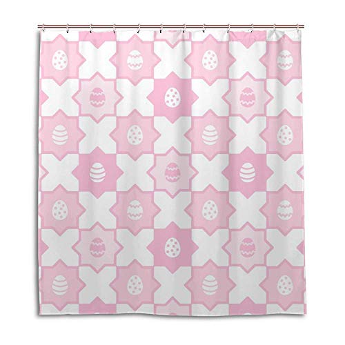 Rideau de douche en polyester mosaïque rose blanc Chehongg 66x183 cm