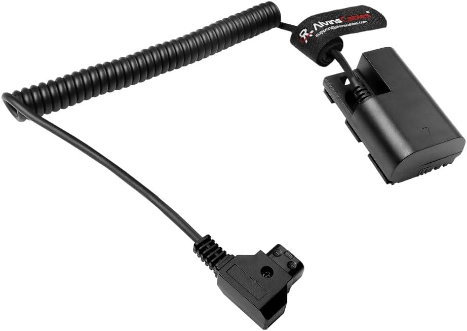 Alvin’s Cables D-tap to LP-E6P Dummy Battery Power Coiled Cable for Canon EOS R5 Mark ll/ R5/ R6 Mark ll/ R6/ R7/ R Camera