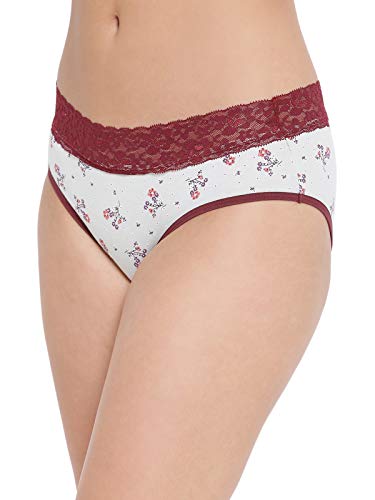 Image of Clovia Women's Cotton Mid Waist Floral Print Hipster Panty with Lace Waist