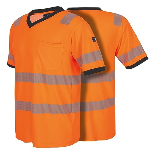 PRO FIT Warnschutz T-Shirt Neonorange Gr. L - EN ISO 20471 Klasse 2 - UV-Schutz 40+ - Atmungsaktiv â€¦ – Miniatur