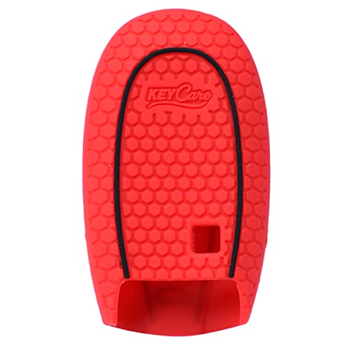 Image of KMH - Silicone Key Cover Compatible for Maruti Suzuki Baleno Ciaz Vitara Brezza S Cross Swift Ignis and Toyota Urban Cruiser 3 Button Smart Key (Red)