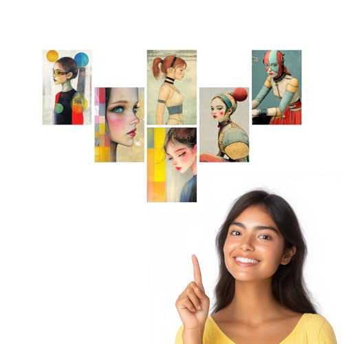 Image of SiddArtify Modern Portrait Wall Art Prints Set - Fashion Illustration Poster Decor for Living Room Bedroom Office - Set of 2-4x6 Inch - Board (Pack of 6) - Sticker (Pack of 6)