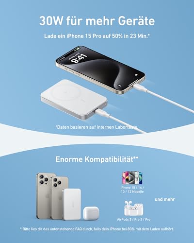 Anker MagGo Flache magnetische Powerbank 10000mAh Qi2 15W – Ansicht 6