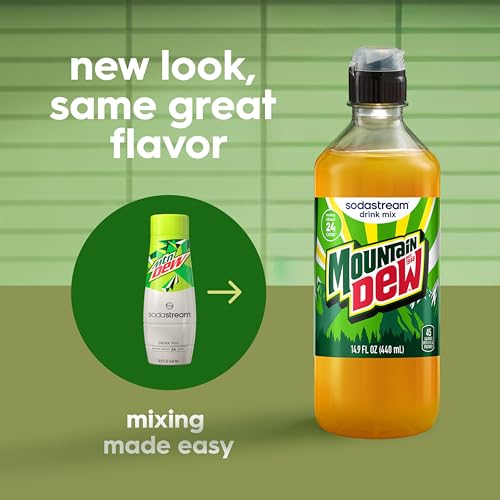 Image of Sodastream Mountain Dew New Pour Bottle Soda Drink Mix, 14.9 Fl oz. (Pack of 4)