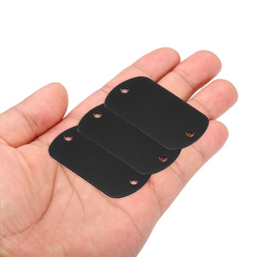 PATIKIL 25 Stück Metall Stanzrohlinge, Rechteckige Stanzplatten Rohlinge Aluminiumplatte DIY Namensschilder 5x3cm Metallgravur Rohlinge 2 Löcher für Lasergravur, Schwarz