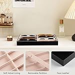 Frebeauty Sunglass Organizer,PU Leather Glasses Organizer,8-Slot Sunglasses Tray,Men's/Women's Sunglasses Box,Sunglass Case,13.3 x 9.6 x 1.5 Inches,Eyeglass/Eyewear Display Tray(Black) - Image 5