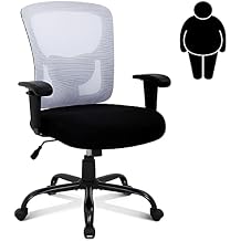 Big and Tall Office Chair Extra Wide Office Chairs Heavy Duty 400LBS Computer Desk Chair with Lumbar Support Ergonomic High Back Task Rolling Swivel Mesh Chair for Heavy People Chair, White