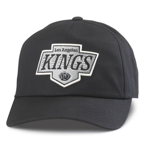 AMERICAN NEEDLE Unisex Los Angeles Kings Officially Licensed NHL Roscoe Adjustable Snapback Baseball Hat (EM009A-LAK-BLK)