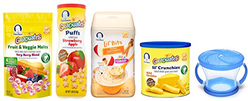 Gerber Baby Cereal & Snack Food Variety Pack of 5 - Puffs, Melts, Lil Bits Cereal, Lil Crunchies and Snack Catcher