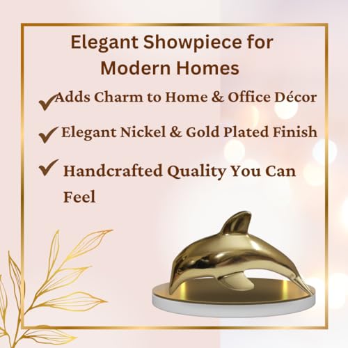 Image of Golden Dolphin Showpiece | Aluminium Nickel-Coated Figurine | inchI Love U Wifey inch Printed Gift | Romantic Valentine, Anniversary, Wedding, Engagement Gift for Wife ,fiancee| Home Decor Tabletop Ornament