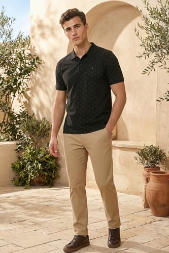 Image of Louis Philippe Men's Regular Fit Light Weight & Breathable Classic Sophisticated Texture Print Half Sleeve Polo Tshirt