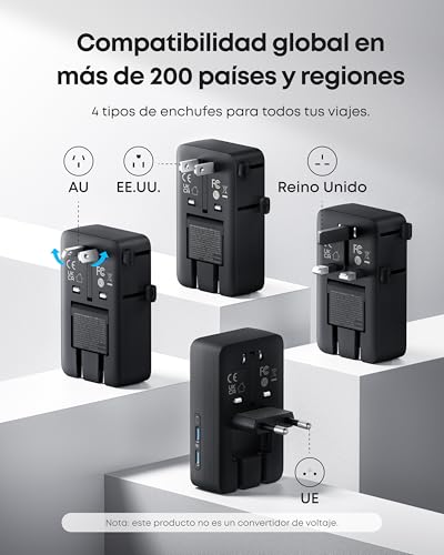 Miniatura 2 de Anker Nano Adaptador Enchufe Universal De Viaje, Con Conector Usb De 5 Puertos Con 1 Puerto De Ca, 2 Puertos Usba Y 2 Puertos Usbc, Control De Temperatura Integrado, Apto En Más De 200 Países