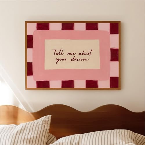 Retro Quotes Wall Art Mid Century Bedroom Poster Tell Me About Your Dream Prints Inspirational Affirmation Canvas Prints Retro Funny Bedroom Wall Art for Living Room Home Decor, 24x16inch Unframed — view 3