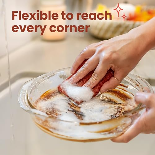 Image of Scotch-Brite Harvest Dobie Scrubbing Pads, Non-Scratch Kitchen Sponge for Cleaning Dishes, Appliances, and Bathrooms, Copper Acorn Dish Sponge that Dries Fast, 2-Pack