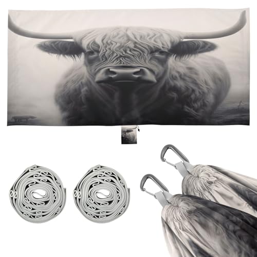 SDMKA Highland Bull Camping Hammock, 330 lbs with 2 Tree Straps, Carry Bag, Single Portable Hammock for Outdoor/Indoor, Hiking, Beach, Backpacking, Travel